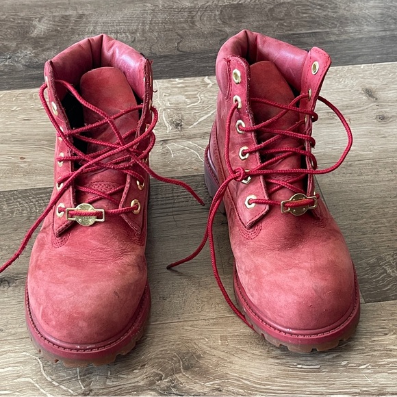Red Timberland Rebolt Suede Leather Boots Size 4 - Picture 6 of 8